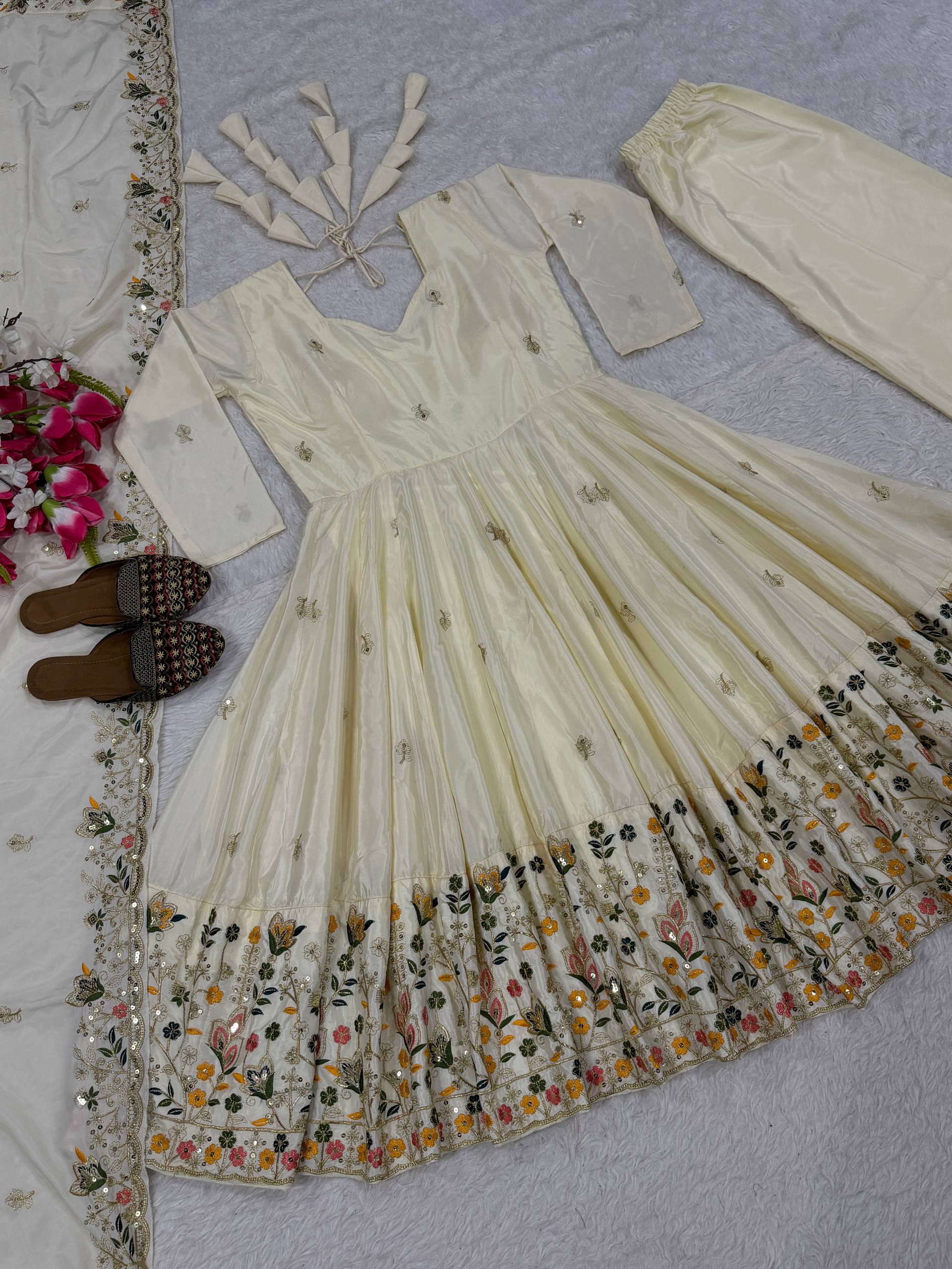 The Radiant Mustard Botanical-Hem Anarkali